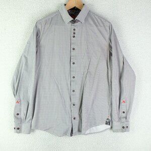 Au Noir Shirt Mens Extra Large Black White Patterned Dress Button Up Long Sleeve